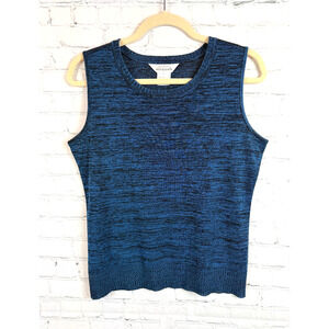 MISOOK blue black striped sleeveless knit top sweater S